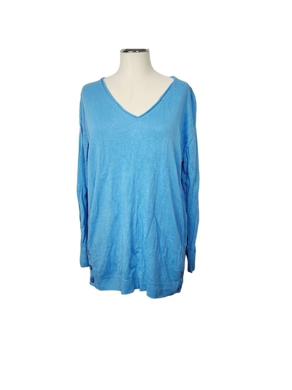 J. Crew Factory Light Blue V Neck Linen Blend Lightweight Sweater L